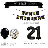 21st Black Gold Twenty First Birthday Pack 21 Garland Balloons Decorations Twenty One Party